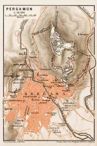 Pergamon (τὸ Πέργαμον, Bergama) town plan, 1914