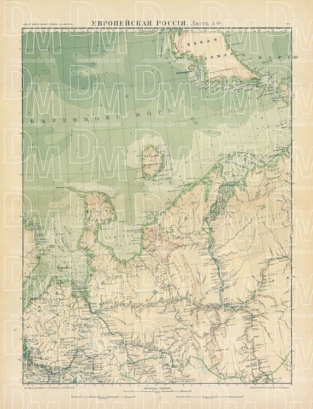 European Russia Map, Plate 3: South Barents Sea Shores. 1910. Use the zooming tool to explore in higher level of detail. Obtain as a quality print or high resolution image