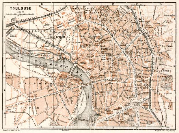 Toulouse city map, 1902. Use the zooming tool to explore in higher level of detail. Obtain as a quality print or high resolution image