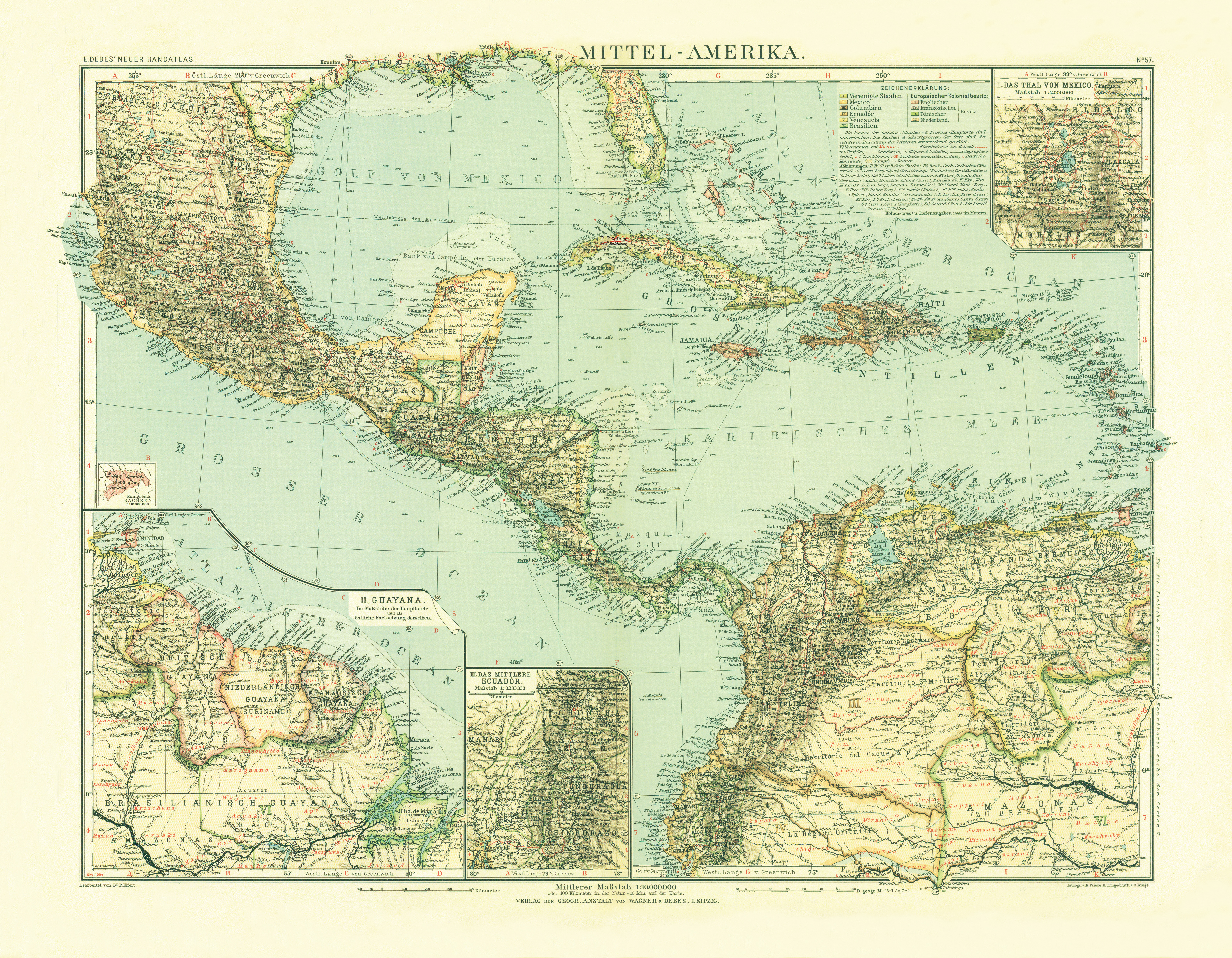 Central America Map, 1905