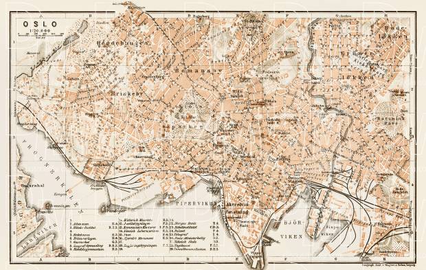 Oslo city map, 1929. Use the zooming tool to explore in higher level of detail. Obtain as a quality print or high resolution image