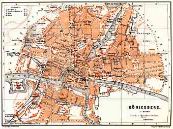 Königsberg (now Kaliningrad) city map, 1887