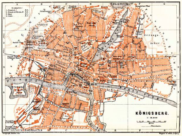 Königsberg (now Kaliningrad) city map, 1887. Use the zooming tool to explore in higher level of detail. Obtain as a quality print or high resolution image