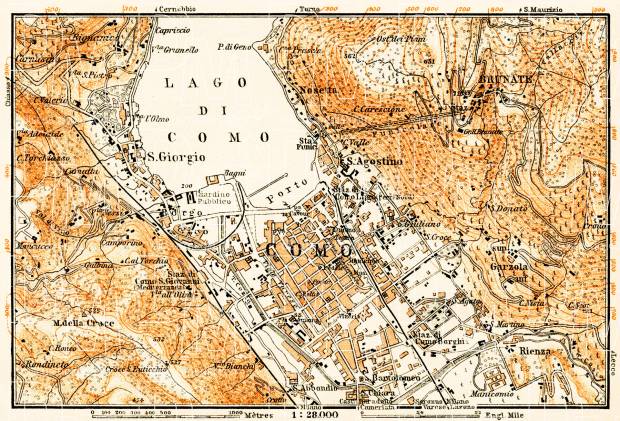 Como Lake and its environs map, 1908. Use the zooming tool to explore in higher level of detail. Obtain as a quality print or high resolution image