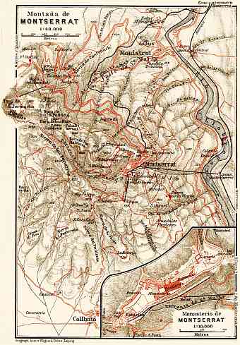 Montserrat Mountain and Monastery map, 1929
