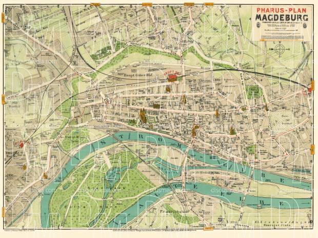 Magdeburg city map, 1912. Use the zooming tool to explore in higher level of detail. Obtain as a quality print or high resolution image