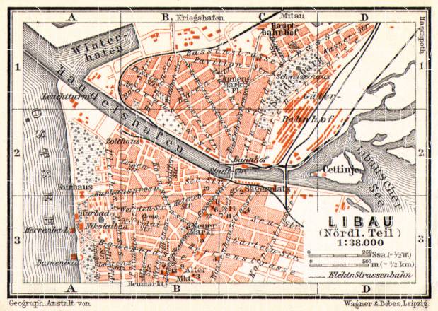 Libau (Liepāja) city map, 1914. Use the zooming tool to explore in higher level of detail. Obtain as a quality print or high resolution image
