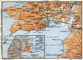 Ajaccio and environs map, 1900