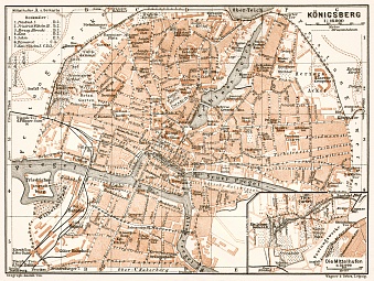 Königsberg (now Kaliningrad) city map, 1911
