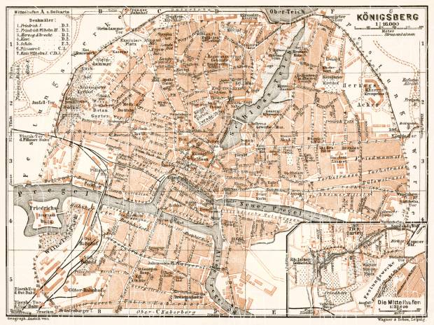 Königsberg (now Kaliningrad) city map, 1911. Use the zooming tool to explore in higher level of detail. Obtain as a quality print or high resolution image