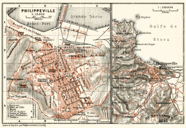 Skikda (Philippeville) city map, 1909. Use the zooming tool to explore in higher level of detail. Obtain as a quality print or high resolution image