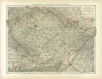 Bohemia, Moravia and Silesia Map, 1905