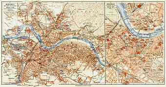 Dresden city map (with central part map inset), 1908