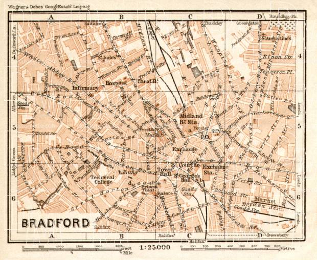 Bradford city map, 1906. Use the zooming tool to explore in higher level of detail. Obtain as a quality print or high resolution image