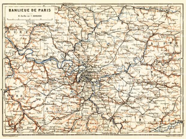 Paris region general map, 1903. Use the zooming tool to explore in higher level of detail. Obtain as a quality print or high resolution image