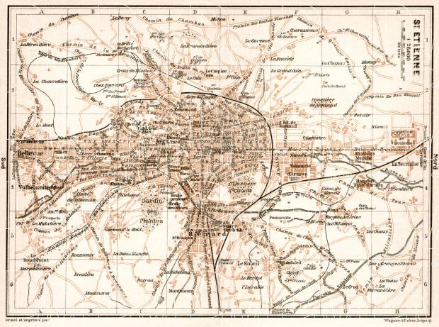 Saint-Étienne city map, 1902. Use the zooming tool to explore in higher level of detail. Obtain as a quality print or high resolution image