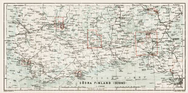 South Finland map, 1929. Use the zooming tool to explore in higher level of detail. Obtain as a quality print or high resolution image