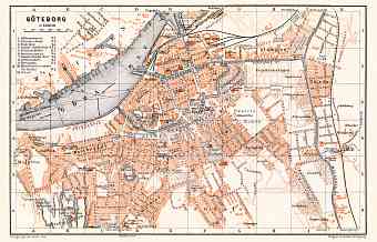 Göteborg (Gothenburg) city map, 1910