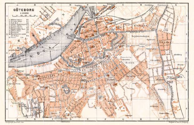 Göteborg (Gothenburg) city map, 1910. Use the zooming tool to explore in higher level of detail. Obtain as a quality print or high resolution image