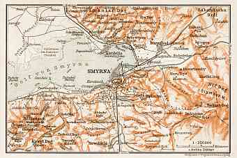 Smyrna (إزمير, İzmir, Smyrne) environs map, 1914