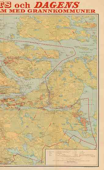 Stockholm city and adjacent communes map, 1911, RIGHT HALF