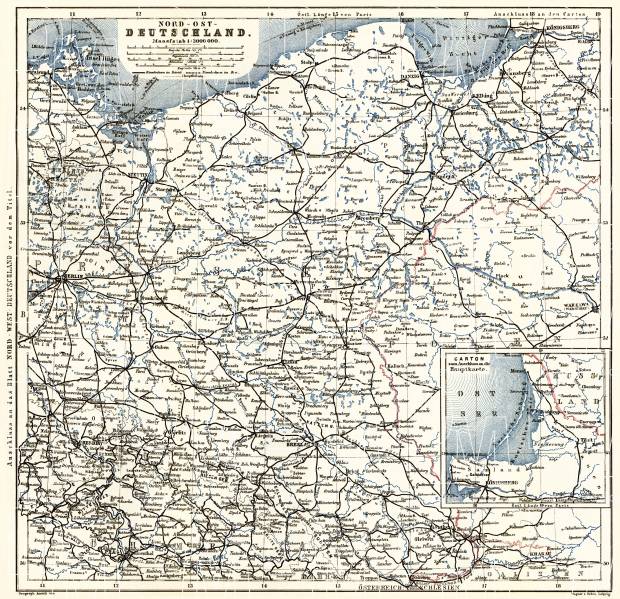 Germany, northeastern regions. General map, 1887. Use the zooming tool to explore in higher level of detail. Obtain as a quality print or high resolution image