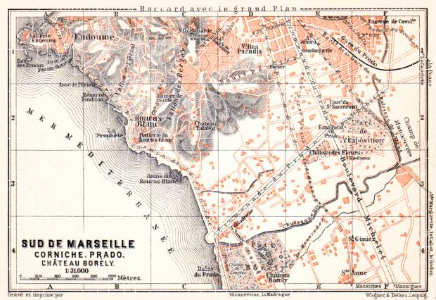 Map of the south suburbs of Marseille, 1913. Use the zooming tool to explore in higher level of detail. Obtain as a quality print or high resolution image
