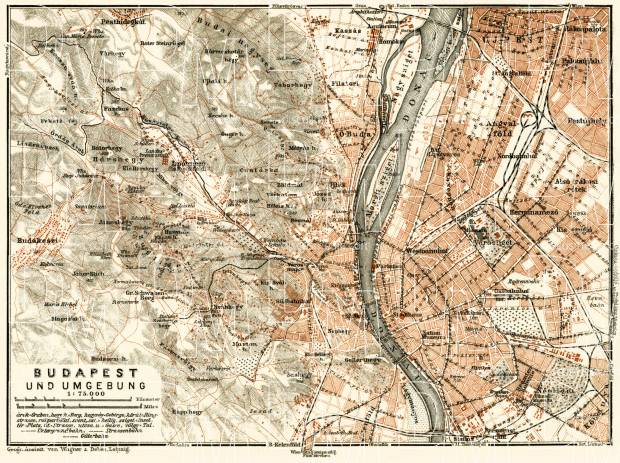 Budapest and its environs map, 1929. Use the zooming tool to explore in higher level of detail. Obtain as a quality print or high resolution image