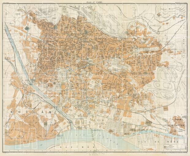 Cairo (القاهرة, al-Qāhirah) city map, 1906. Use the zooming tool to explore in higher level of detail. Obtain as a quality print or high resolution image