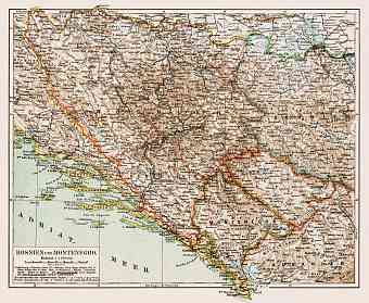 Map of Bosnia and Montenegro, 1903