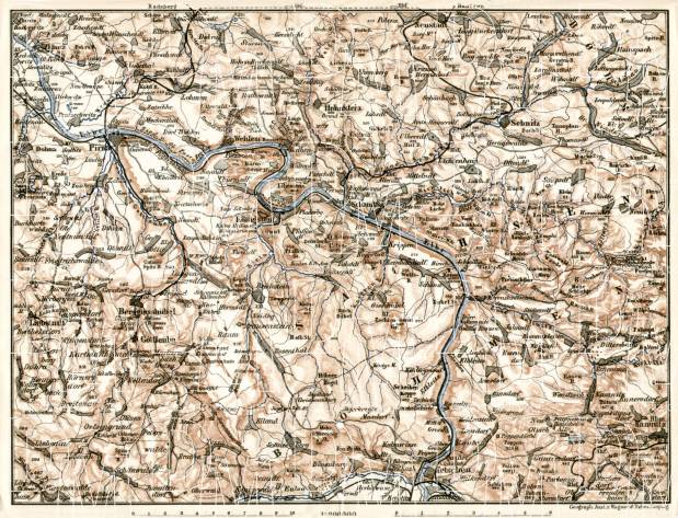 Schandau environs, Lower Saxony. Elbe River from Pirna to Tetschen (Děčín), 1906. Use the zooming tool to explore in higher level of detail. Obtain as a quality print or high resolution image