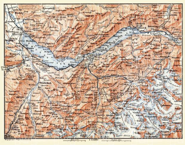 Berne Highlands (Bernese Oberland) map, 1897. Use the zooming tool to explore in higher level of detail. Obtain as a quality print or high resolution image