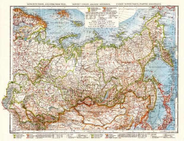Soviet Union Old Map Old Map Of Asian Part Of The Soviet Union In 1928. Buy Vintage Map Replica  Poster Print Or Download Picture