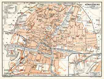 Königsberg (now Kaliningrad) city map, 1906