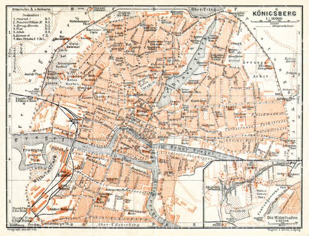 Königsberg (now Kaliningrad) city map, 1906. Use the zooming tool to explore in higher level of detail. Obtain as a quality print or high resolution image