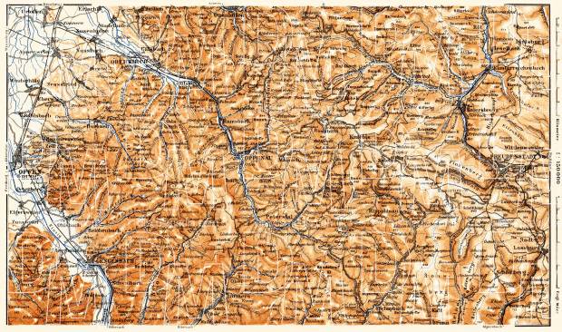 Schwarzwald (the Black Forest). Rench Valley map, 1905. Use the zooming tool to explore in higher level of detail. Obtain as a quality print or high resolution image