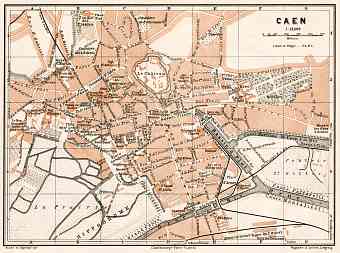 Caen city map, 1909