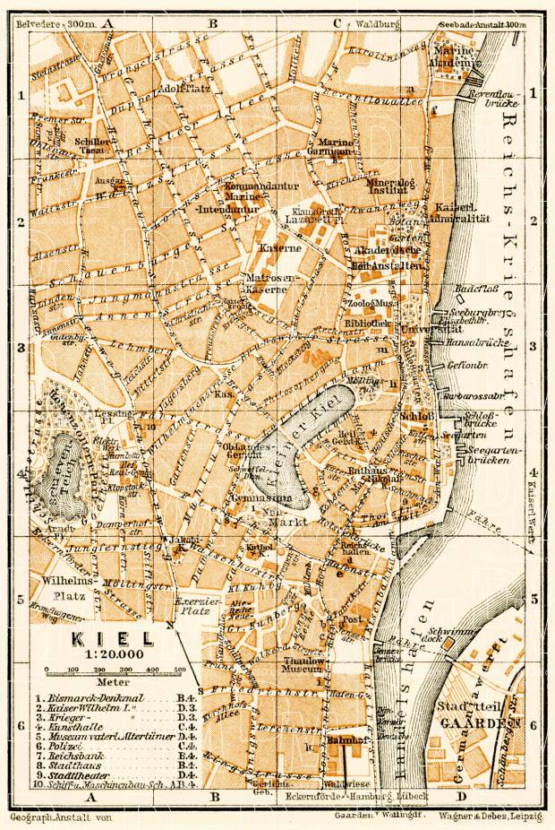 Kiel city map, 1906. Use the zooming tool to explore in higher level of detail. Obtain as a quality print or high resolution image