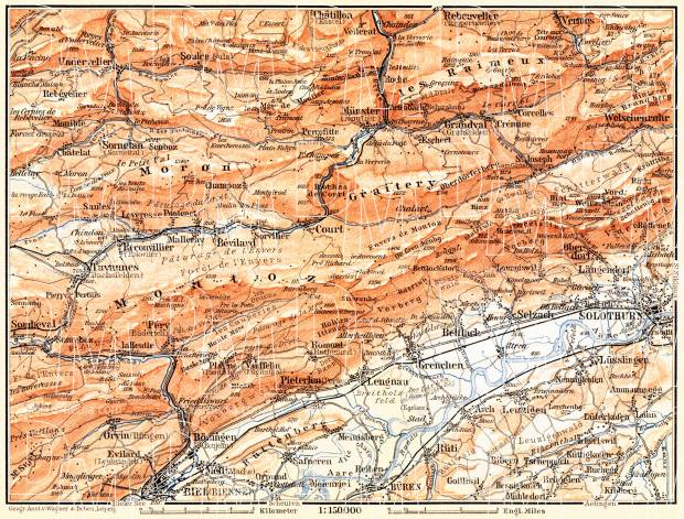 Northeast of Jura Canton map, 1897. Use the zooming tool to explore in higher level of detail. Obtain as a quality print or high resolution image