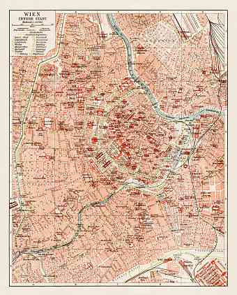 Vienna (Wien), central part map, 1903