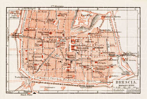 Brescia city map, 1903. Use the zooming tool to explore in higher level of detail. Obtain as a quality print or high resolution image