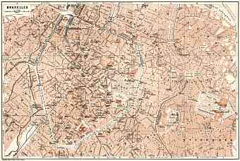 Brussels (Brussel, Bruxelles) city map, 1909