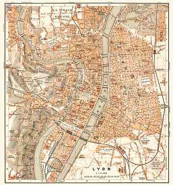 Lyon city map, 1910