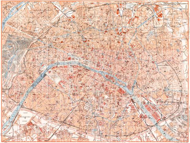 Paris city map, 1910. Use the zooming tool to explore in higher level of detail. Obtain as a quality print or high resolution image