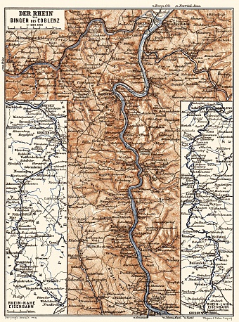 Map of the Course of the Rhine from Bingen to Coblenz, 1887