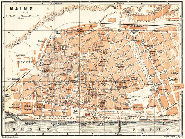 Mainz city map, 1905. Use the zooming tool to explore in higher level of detail. Obtain as a quality print or high resolution image