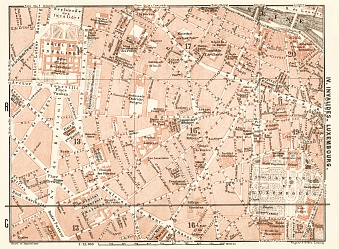 Central Paris districts map: Invalides and Luxembourg, 1903