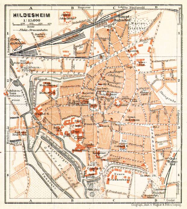 Hildesheim city map, 1906. Use the zooming tool to explore in higher level of detail. Obtain as a quality print or high resolution image
