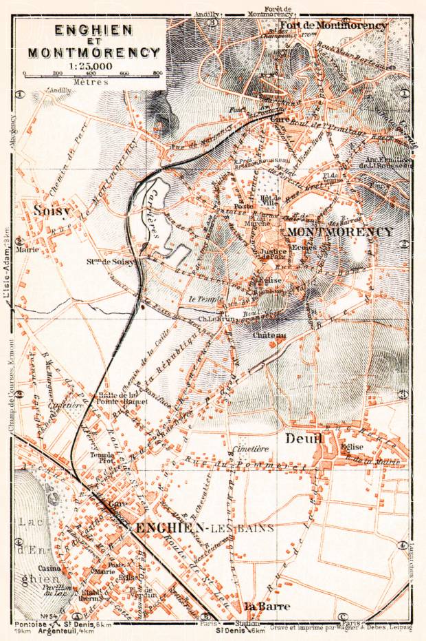 Enghien-les-Bains and Montmorency map, 1931. Use the zooming tool to explore in higher level of detail. Obtain as a quality print or high resolution image