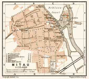 Mitau (Jelgava) city map, 1914